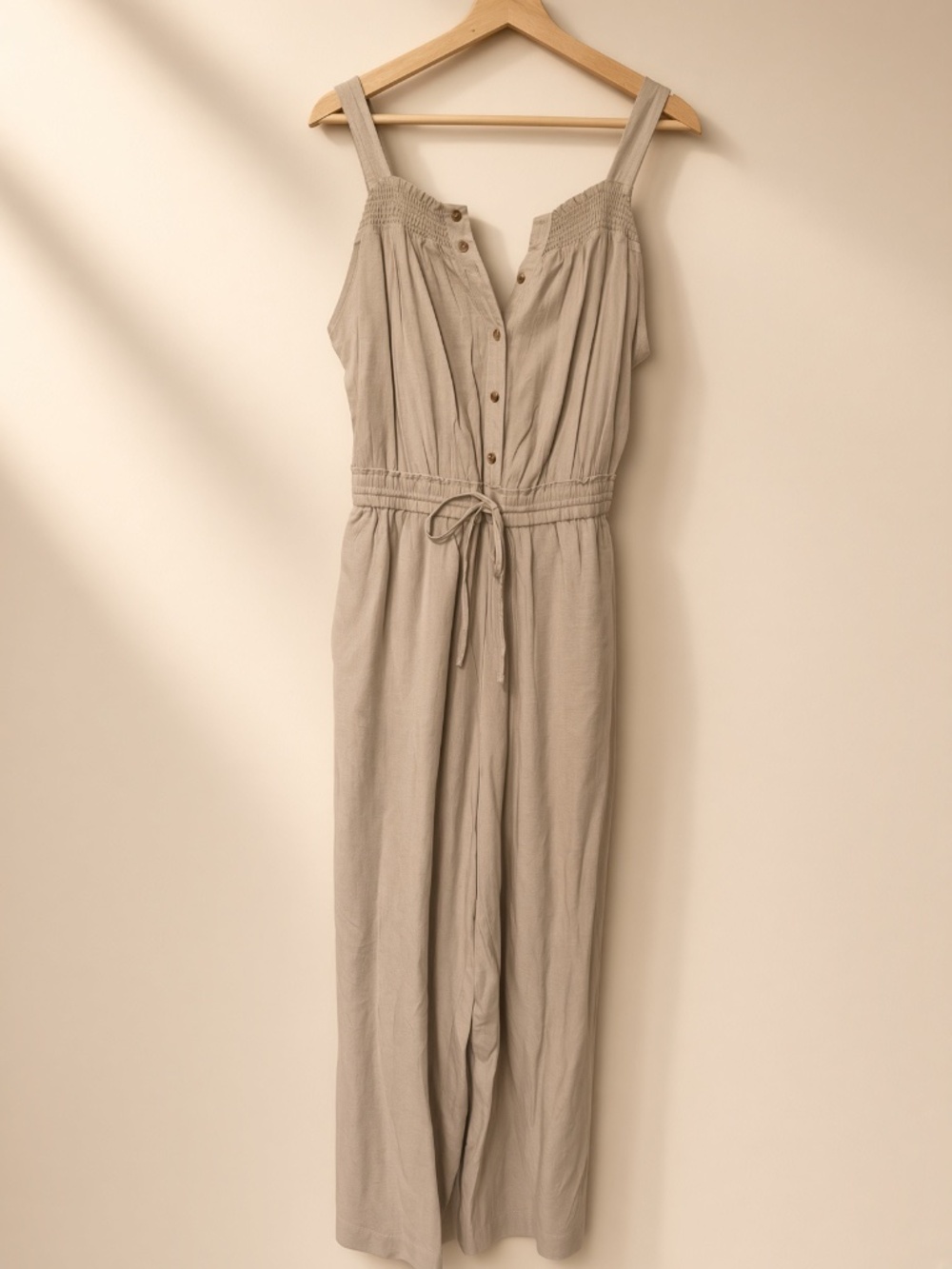 Taupe linen-look jumpsuit - Picture 1 of 1